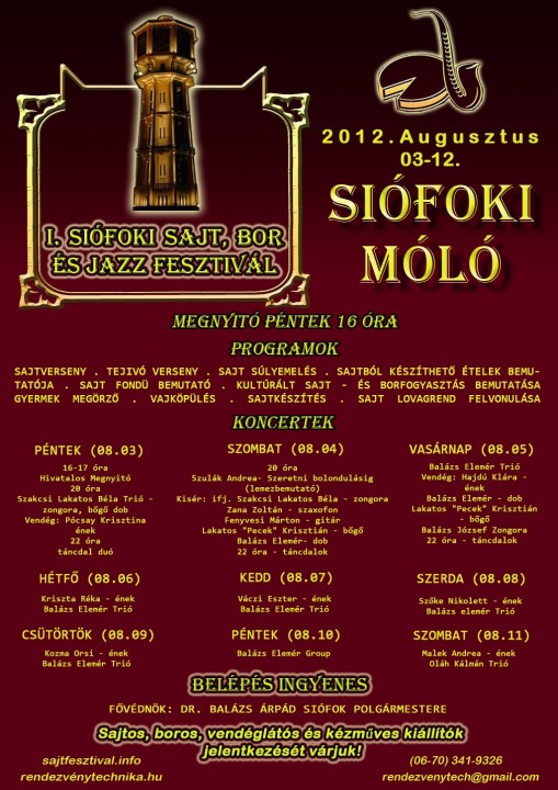 Siófoki Sajt Bor és Jazz Fesztivál 2012  - Siófoki Sajt, Bor és Jazz Fesztivál
