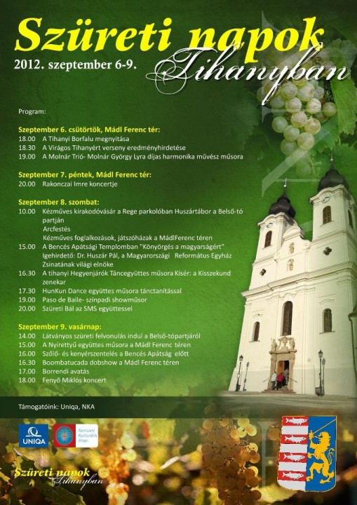 Szüreti Napok Tihanyban 2012 programok  - Szüreti Napok Tihanyban